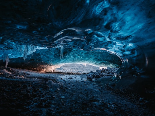 gray cave in Jökulsárlón Iceland