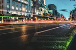 An urban scene at dusk highlighting clean lines and subtle lighting contrasts.