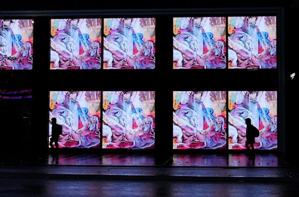LED artwork display installation on building exterior