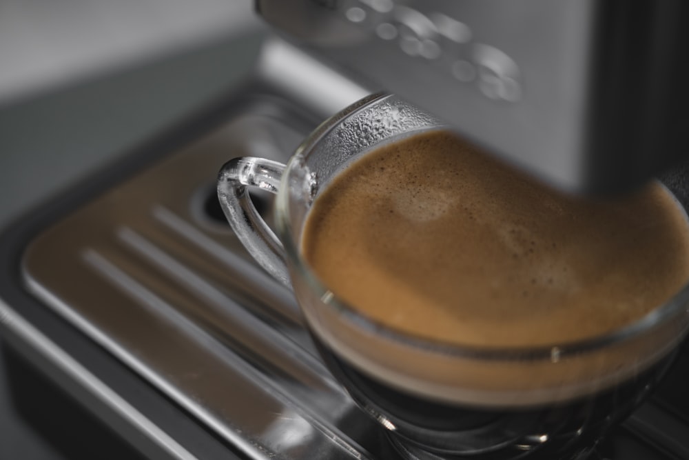 coffee in clear glass cup