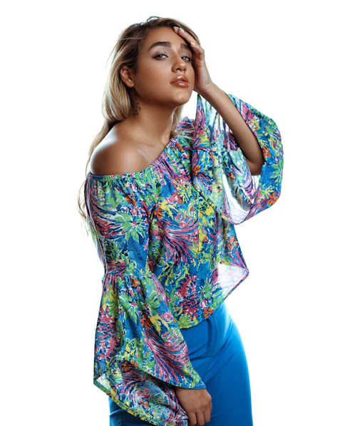 Printed Bell-Sleeve Top