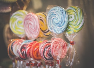 assorted-color lollipops in macro photography