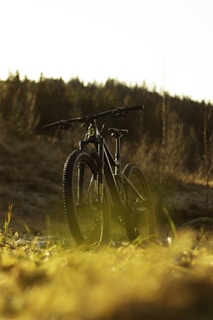 parked hiking bike on grass during day