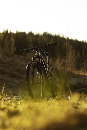 parked hiking bike on grass during day