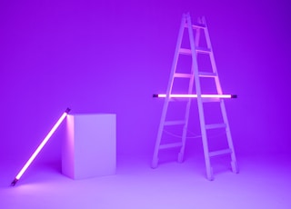 fluorescent lamp on ladder