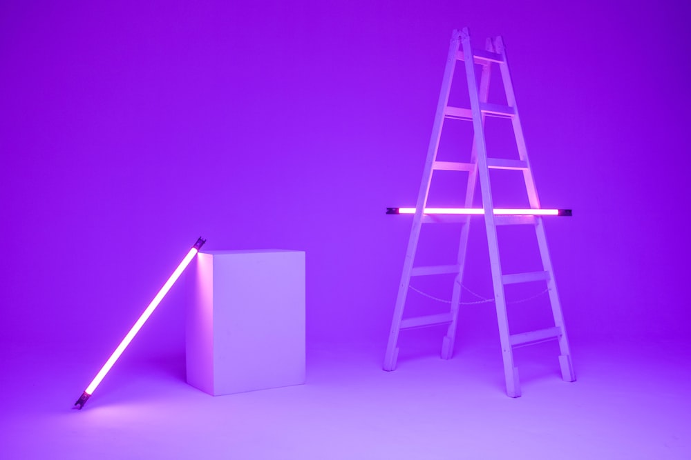 fluorescent lamp on ladder