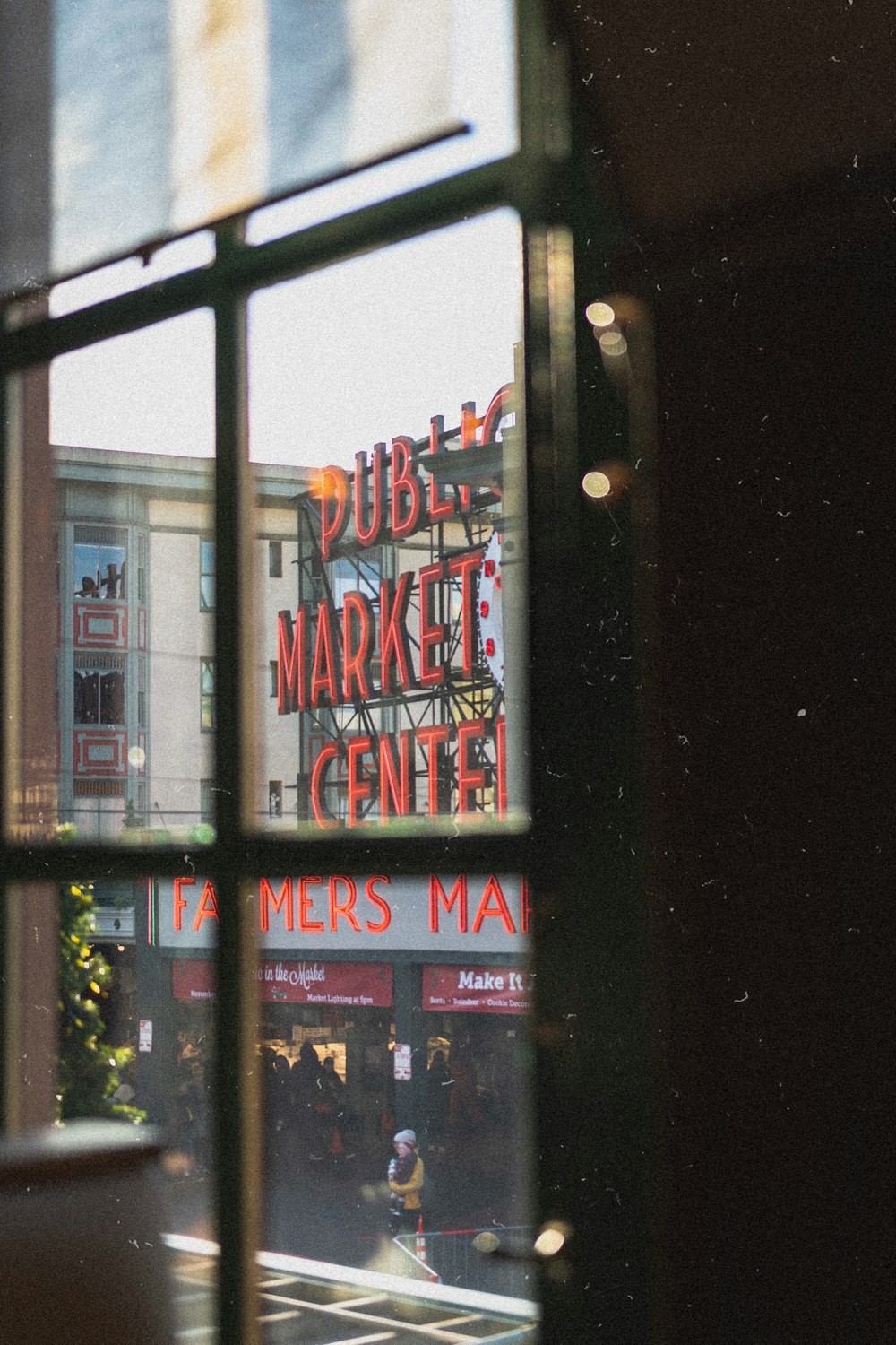 red public market center signage