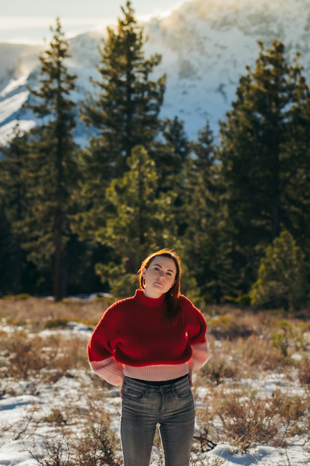 women's red sweater