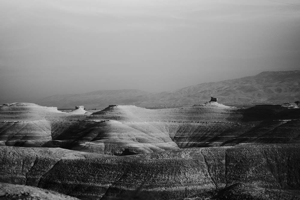 grayscale photo of mountain