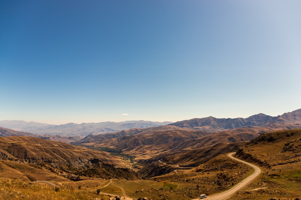 a dirt road in the middle of a mountain range