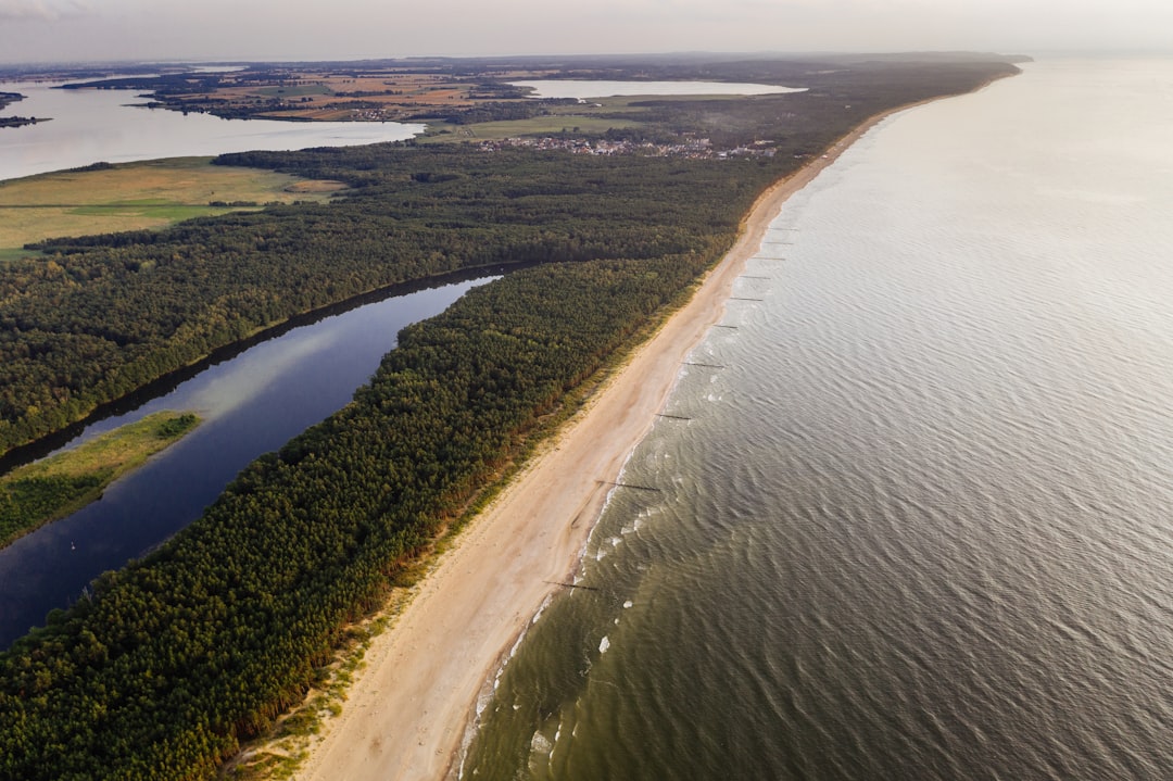 aerial photo of seashore