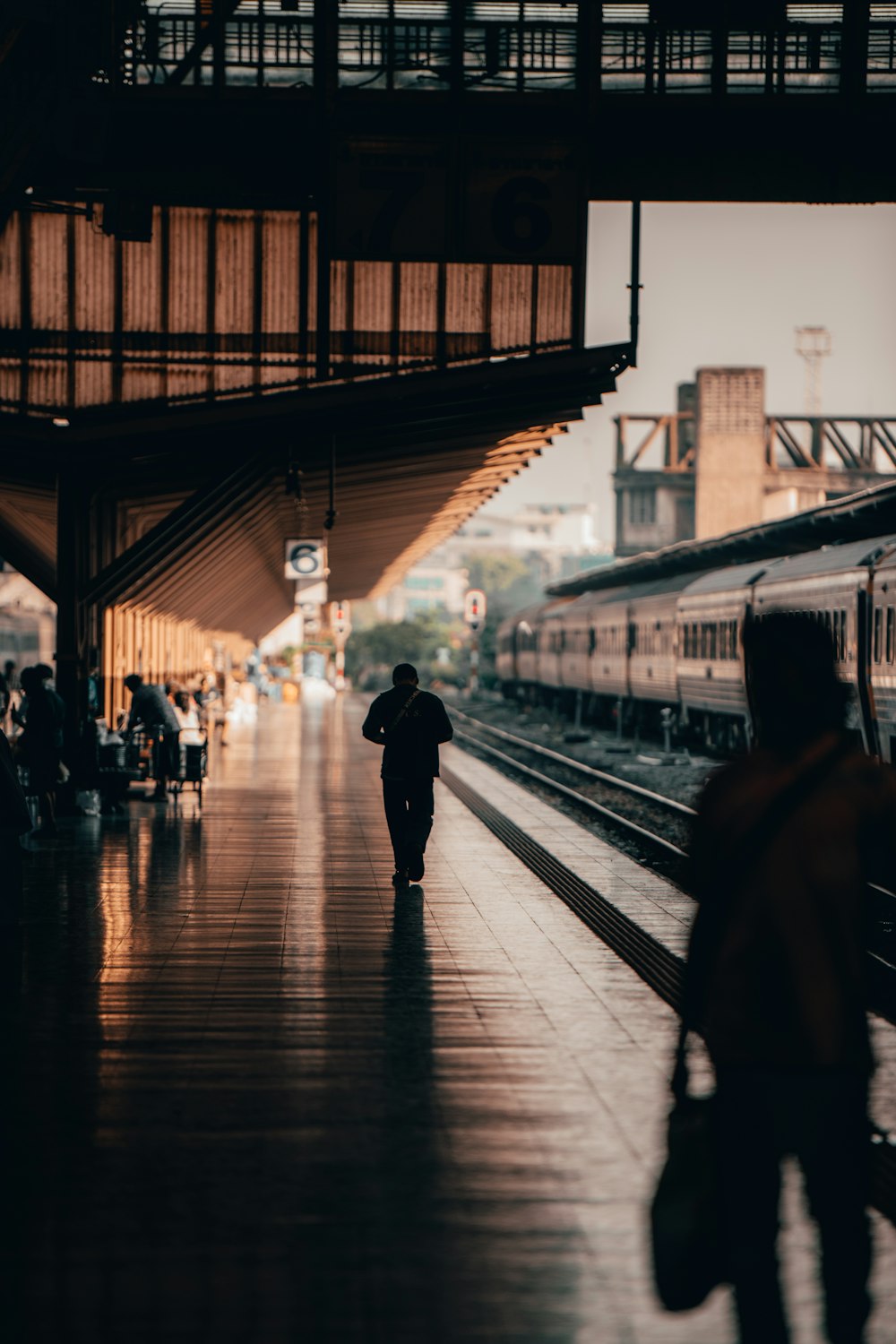 people walking on train station