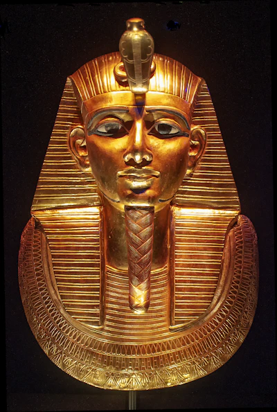 Golden treasure of Tutankhamun in the museum