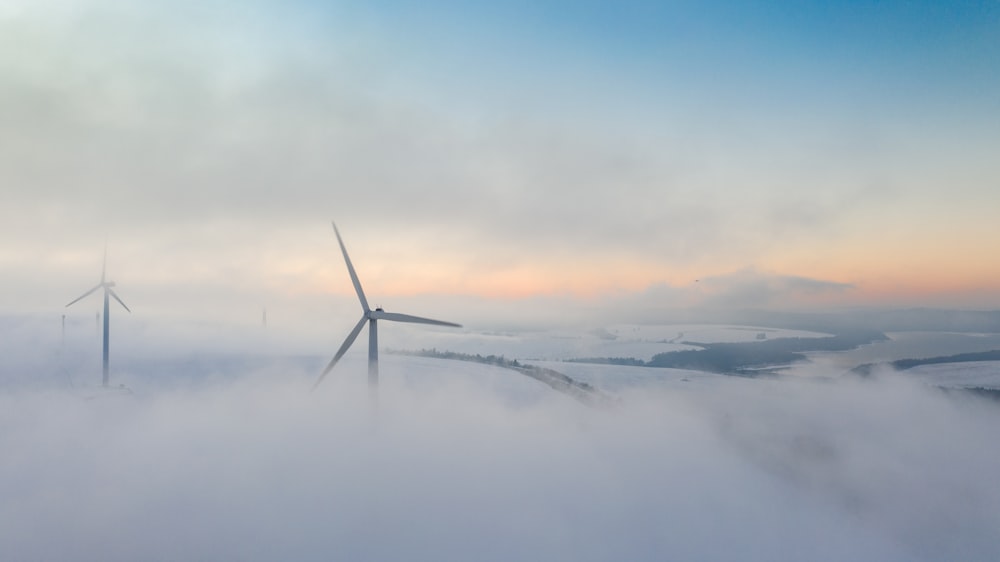 fogs covering wind turbines