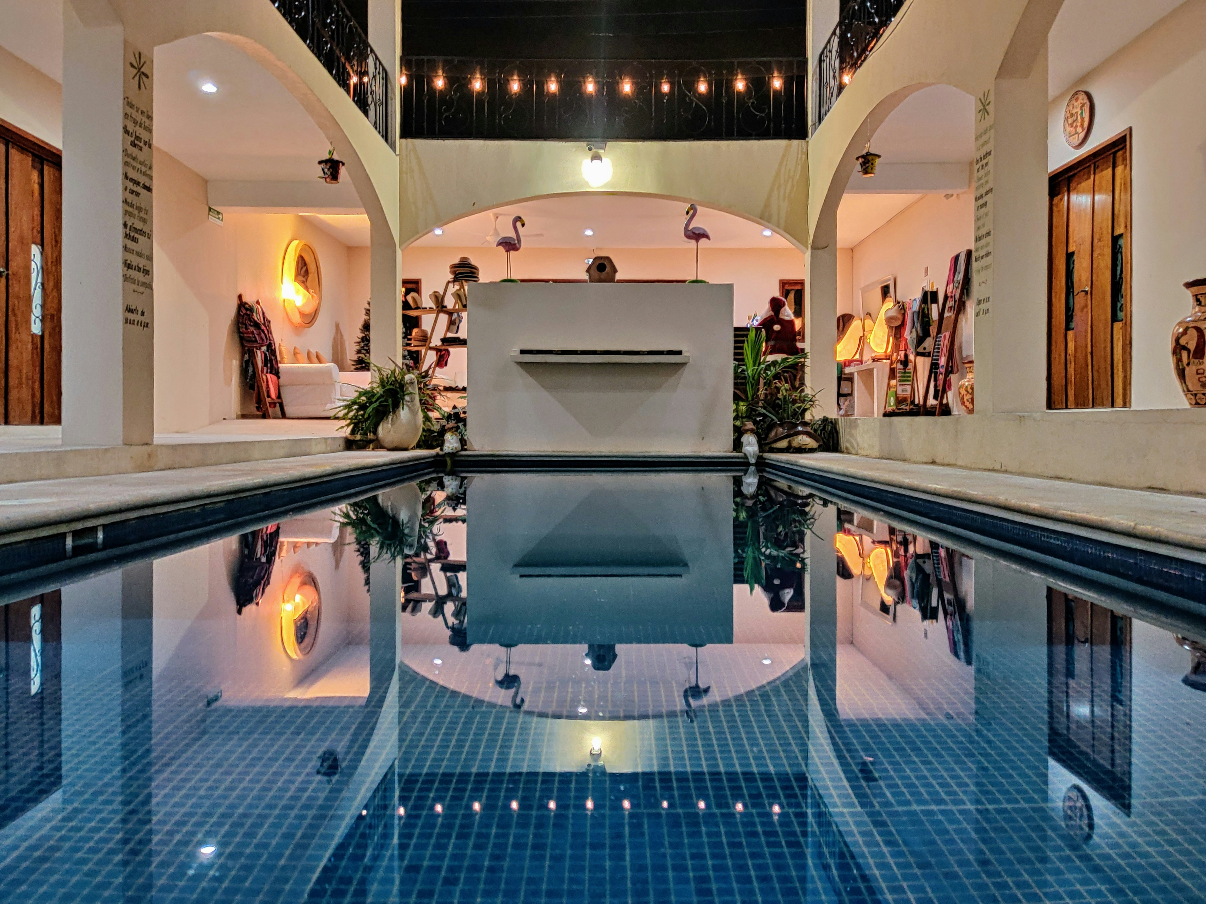 stylish indoor pool with city view - chicago indoor pools