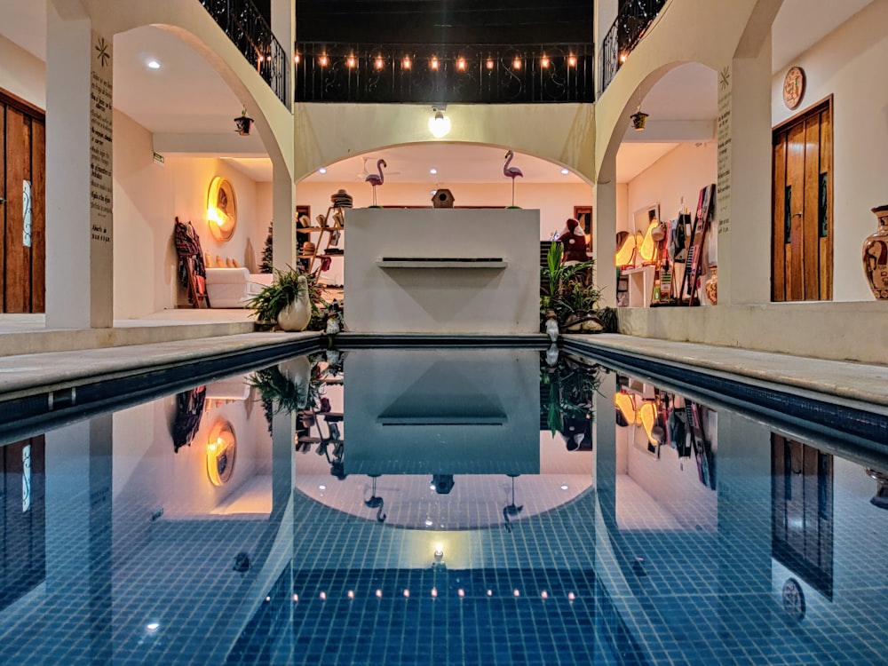 reflection of wall on swimming pool