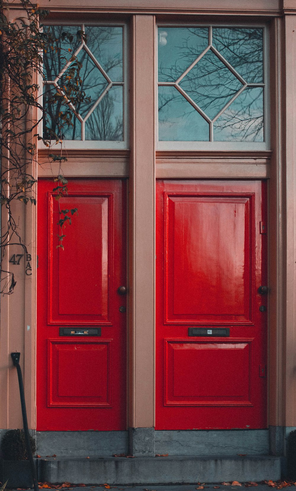 closed red doors