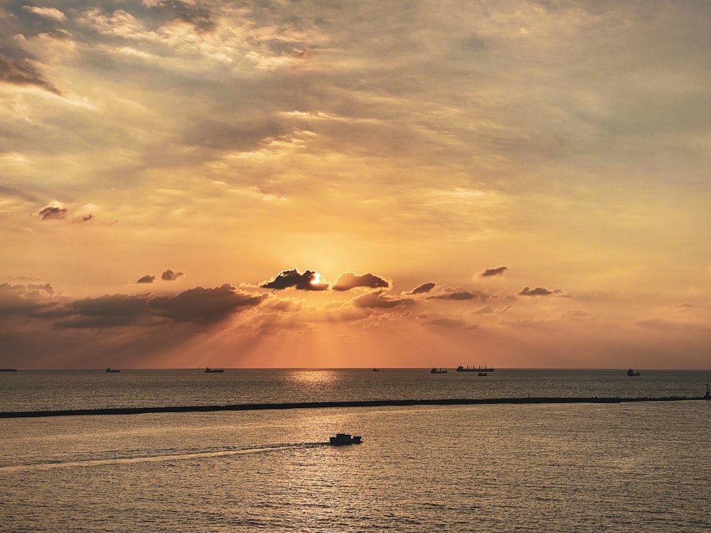 calm ocean during golden hour