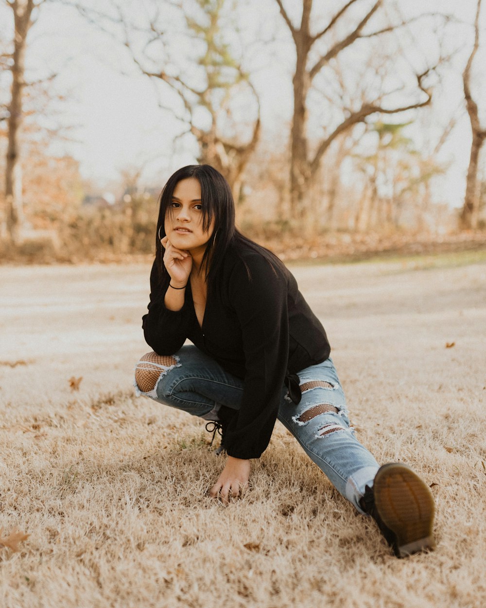 woman in black sweater