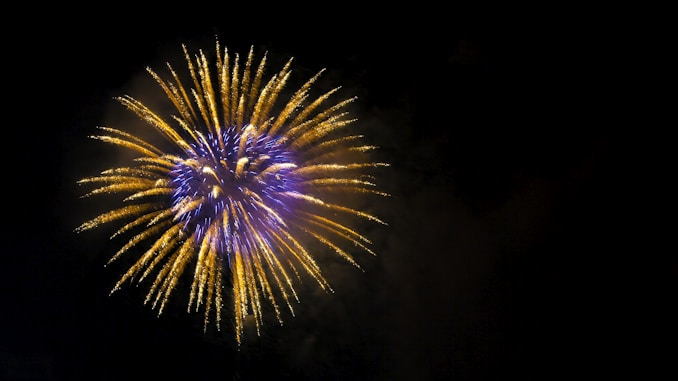 brown and purple fireworks