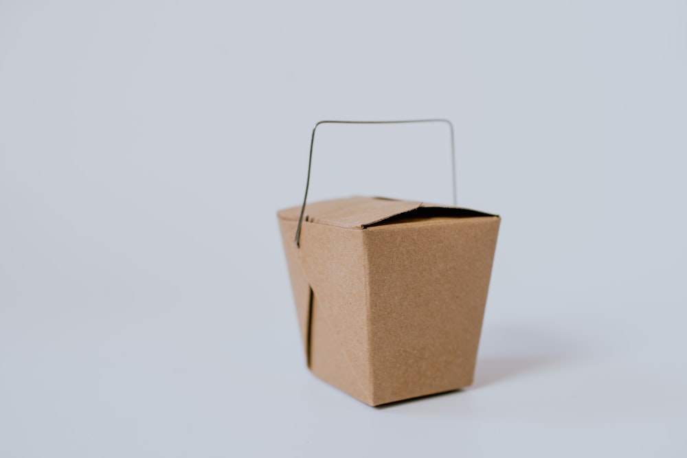 small brown cardboard box with handle