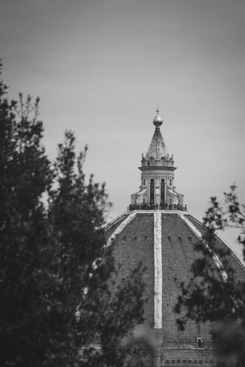 grayscale photography of dome church
