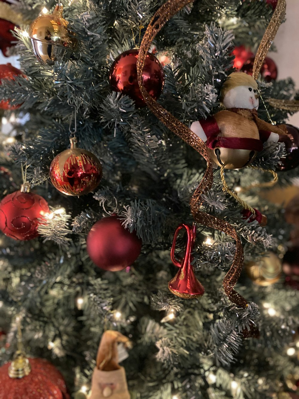 green Christmas tree with baubles