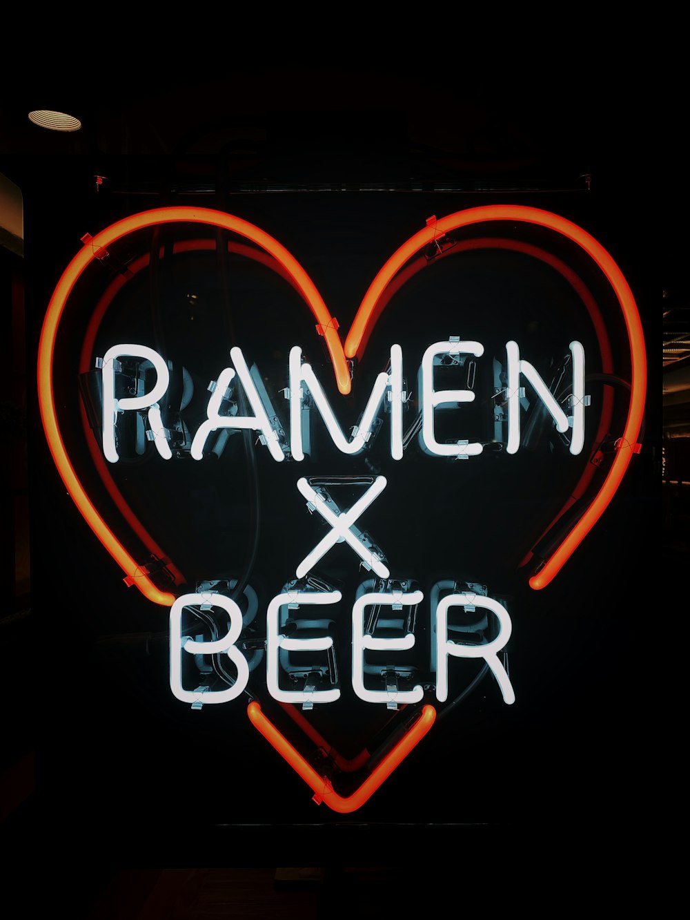 white Ramen X Beer LED signage