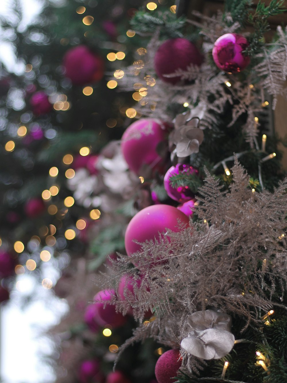 purple Christmas baubles