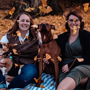 smiling women with dog