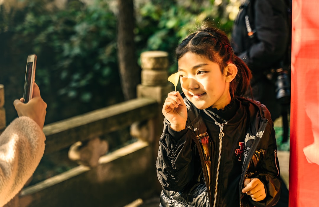 girl wearing black jacket