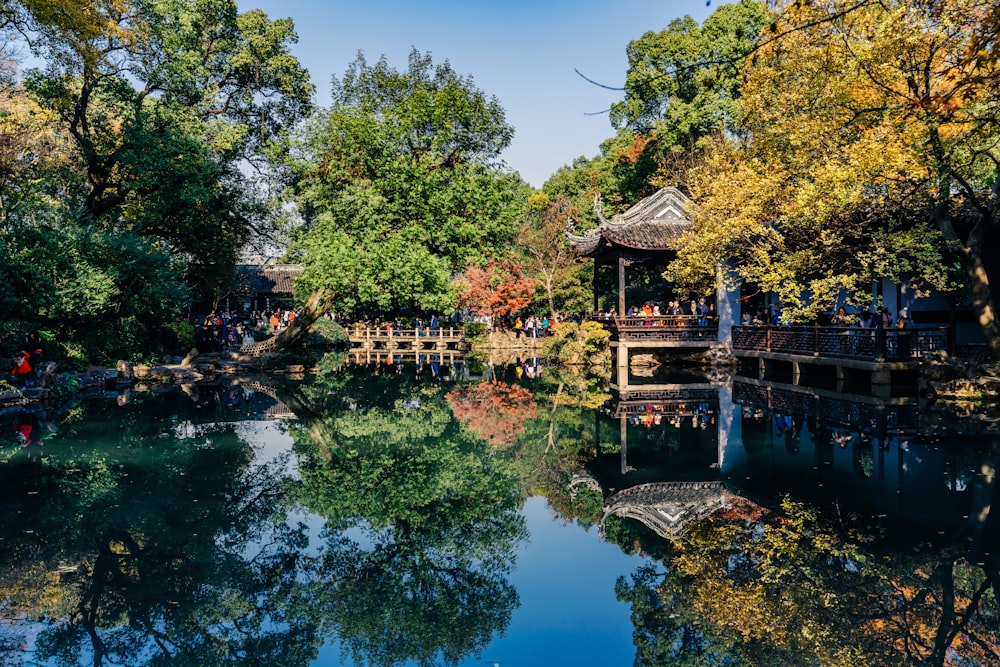 gazebo under trees