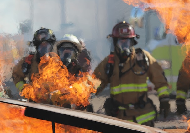 firefighters near fire