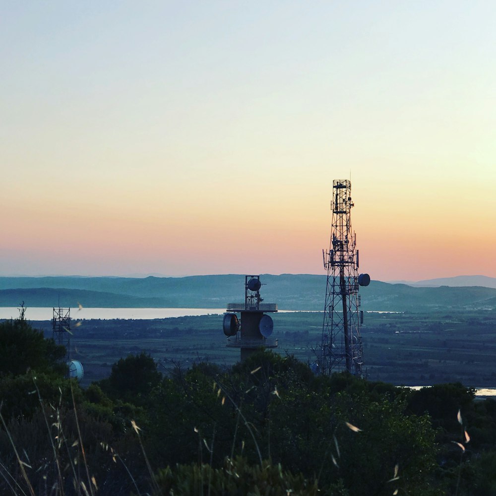 telecommunication tower on hill