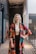 woman in multicolored foliage quarter-sleeved robe