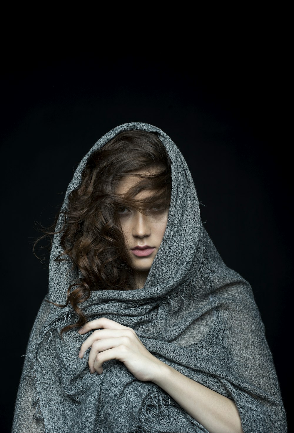 woman wearing black scarf