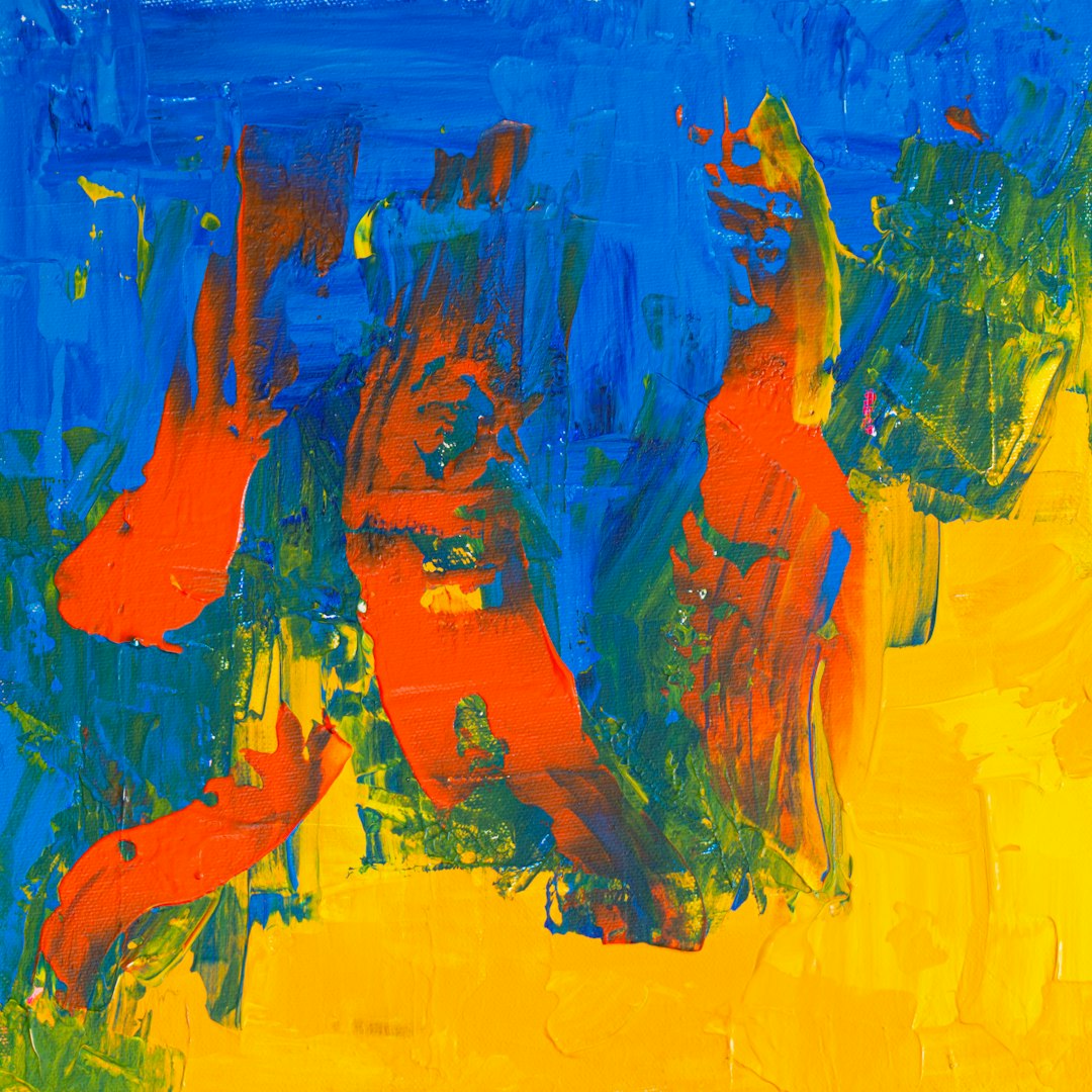 blue yellow and red abstract painting