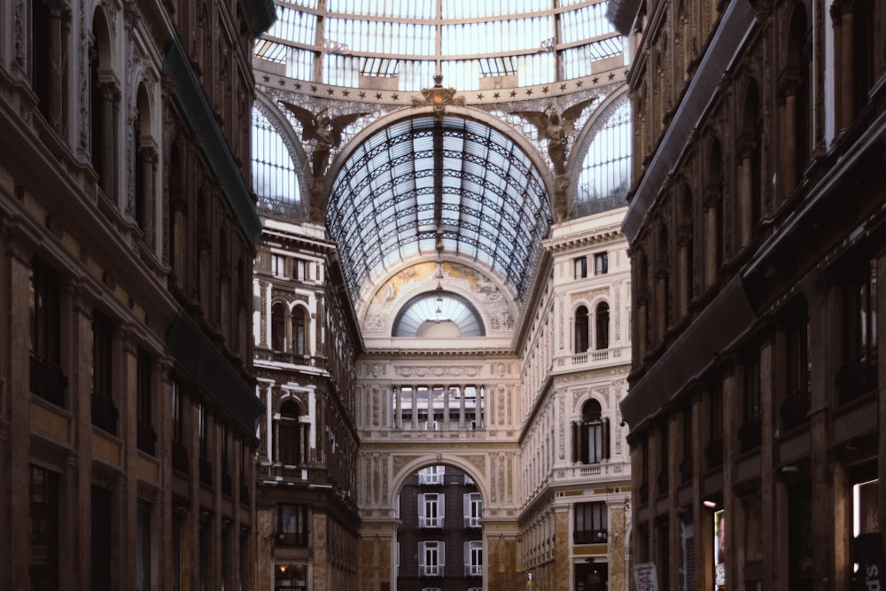 building interior with clear glass ceiling