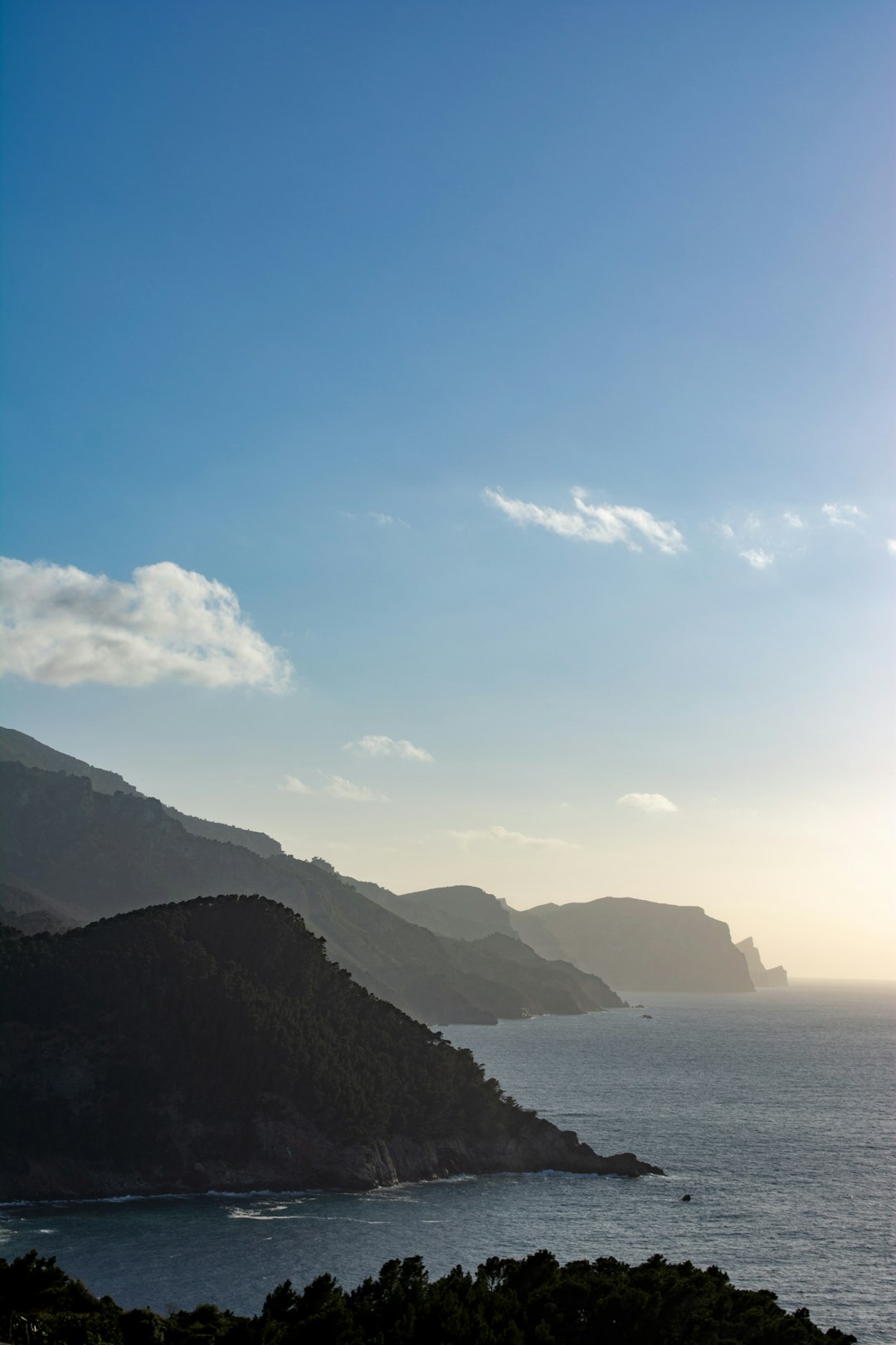 Misty cliffs during sunset