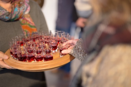 red glasses on tray
