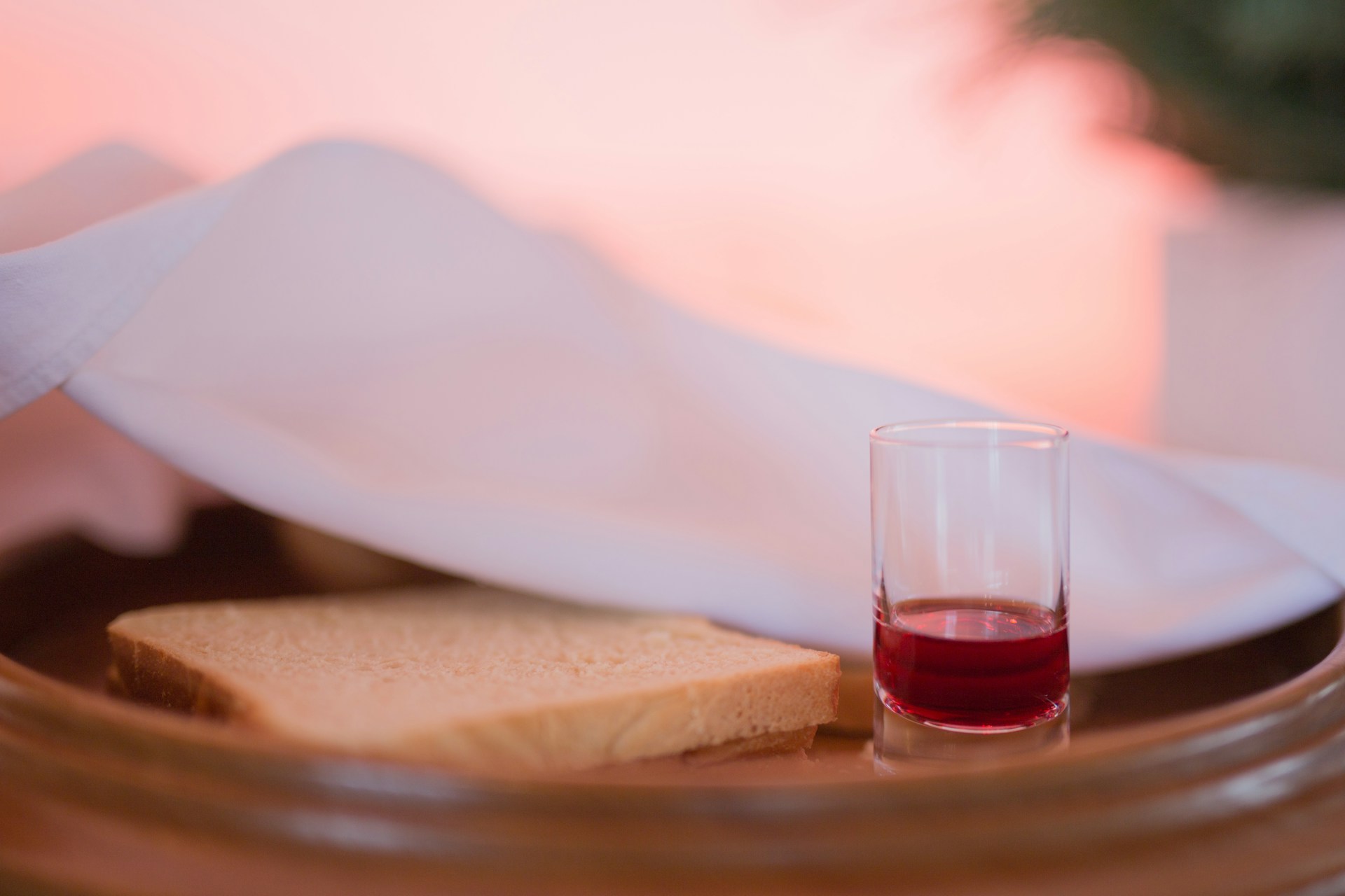 bread beside cup on tray