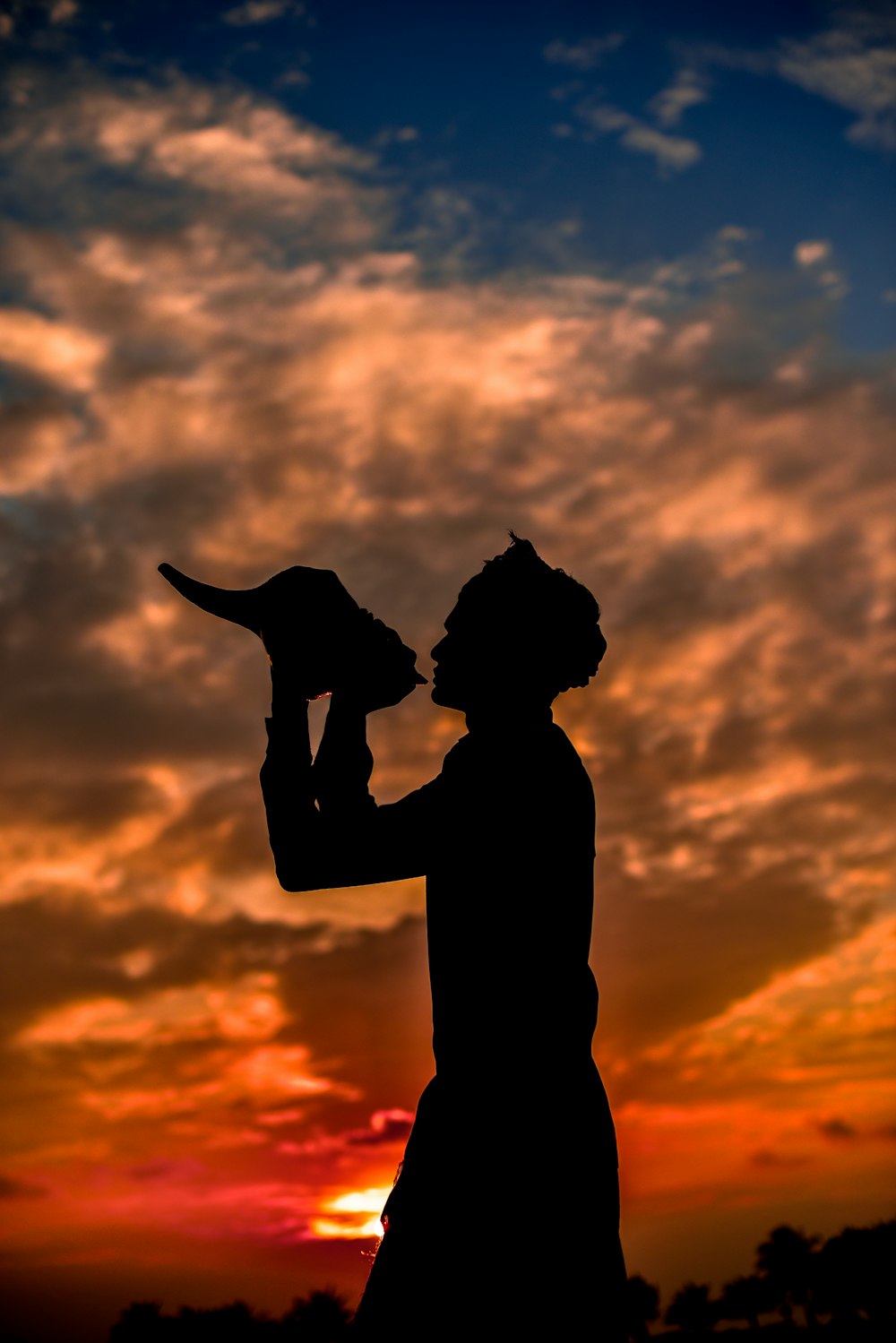 silhouette of man standing during golden hour