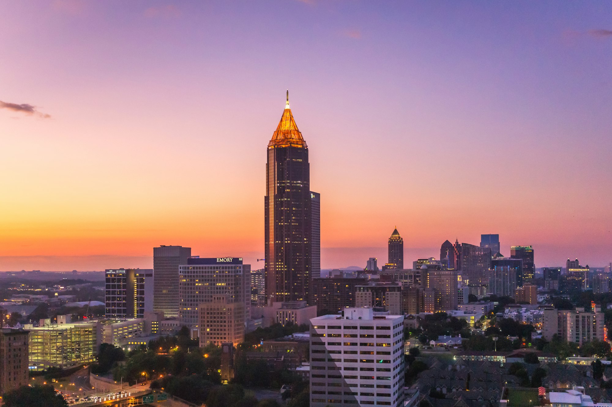 Midtown Atlanta skyline at just after sunset