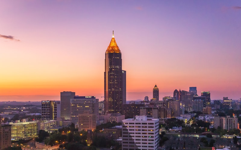Atlanta skyline at sunset