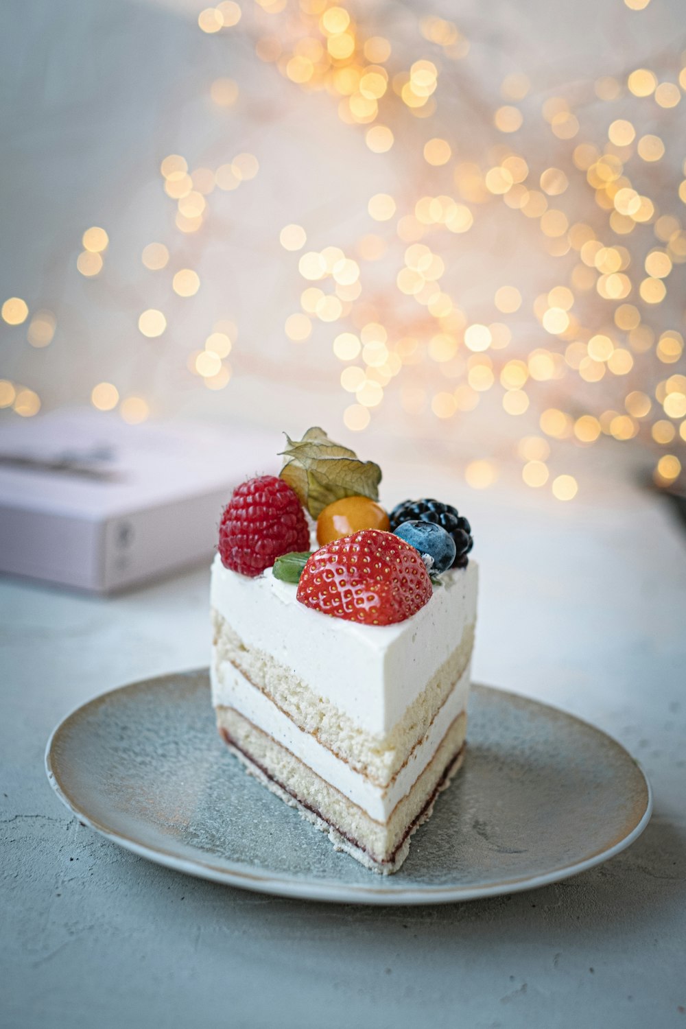 slice of cake with strawberry