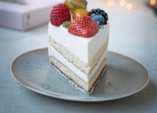 slice of cake with strawberry