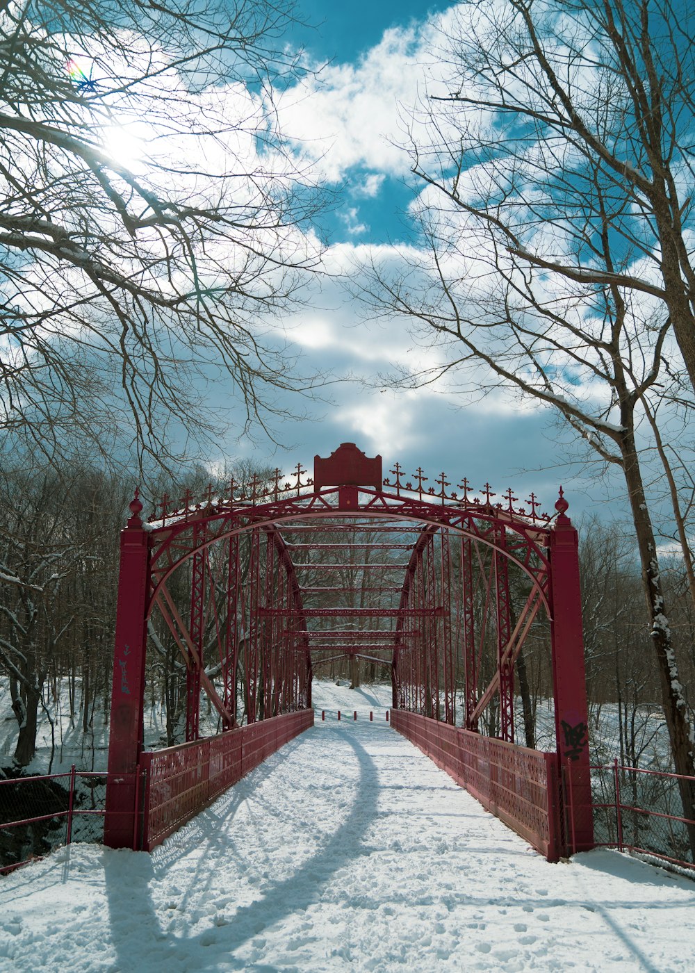 red metal bridge