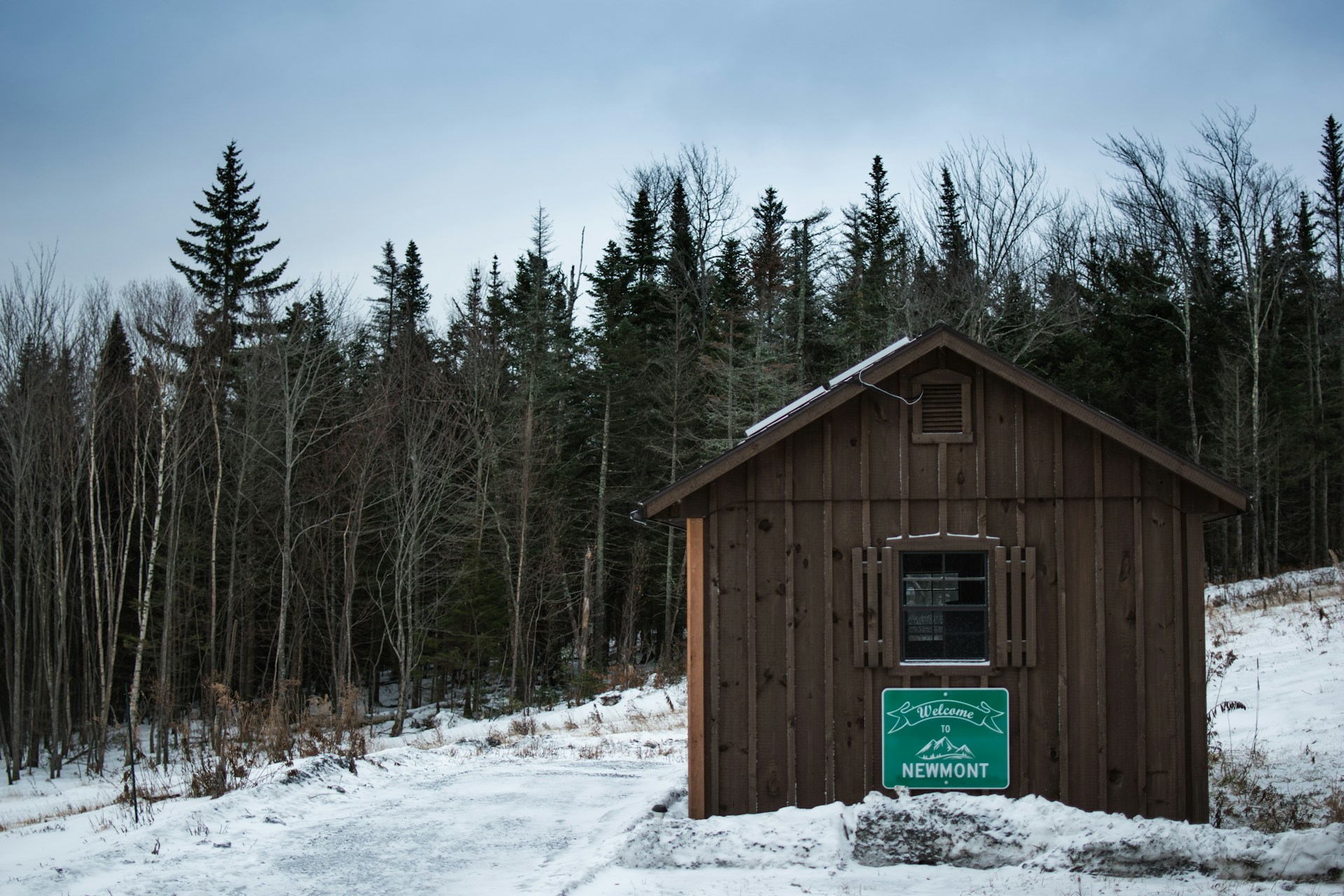 brown wooden shed