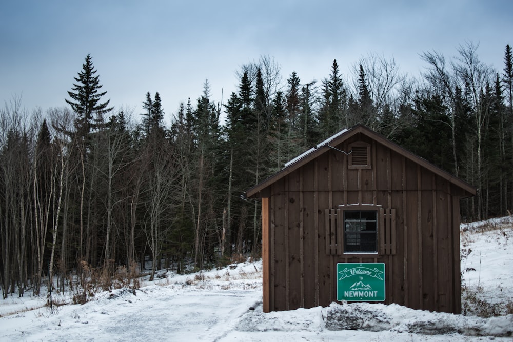 brown wooden shed