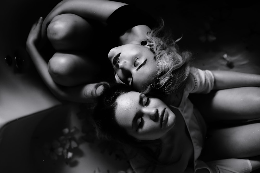 grayscale photography of two women sitting photo – Free Black-and ...